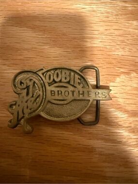Vintage Doobie Brothers Brass Belt Buckle - Antique
